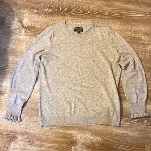 Banana Republic grey Italian wool blend crew neck sweater large ruff sleeves